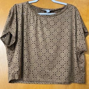 Forever 21 Tan Knit Cut Out Pattern top